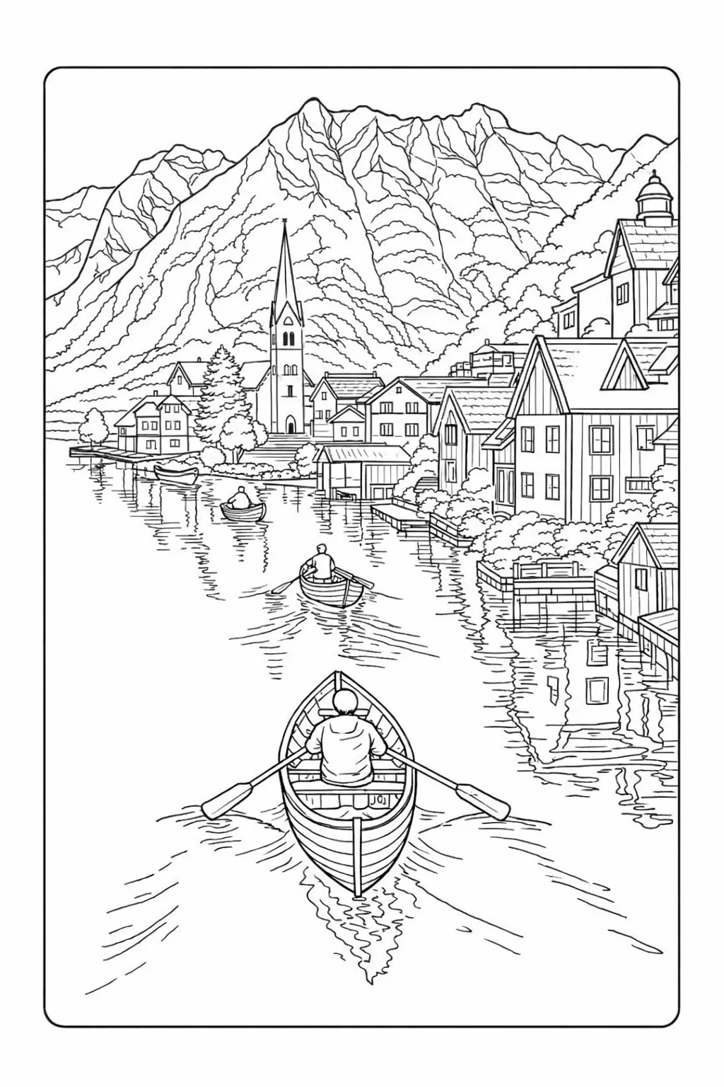 Hallstatt Gölü Avusturya Boyama Sayfası