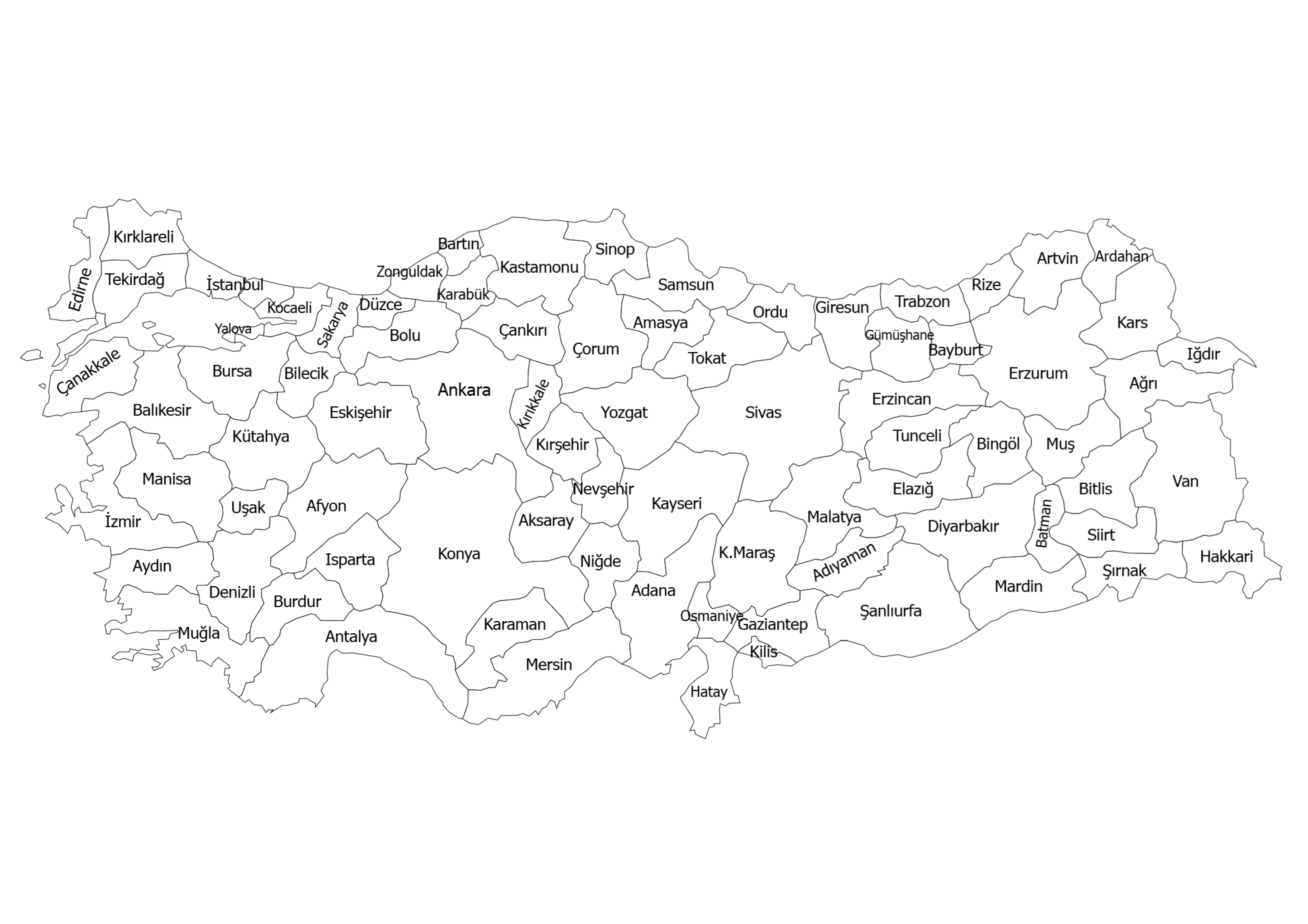 Türkiye İller Haritası Boyama