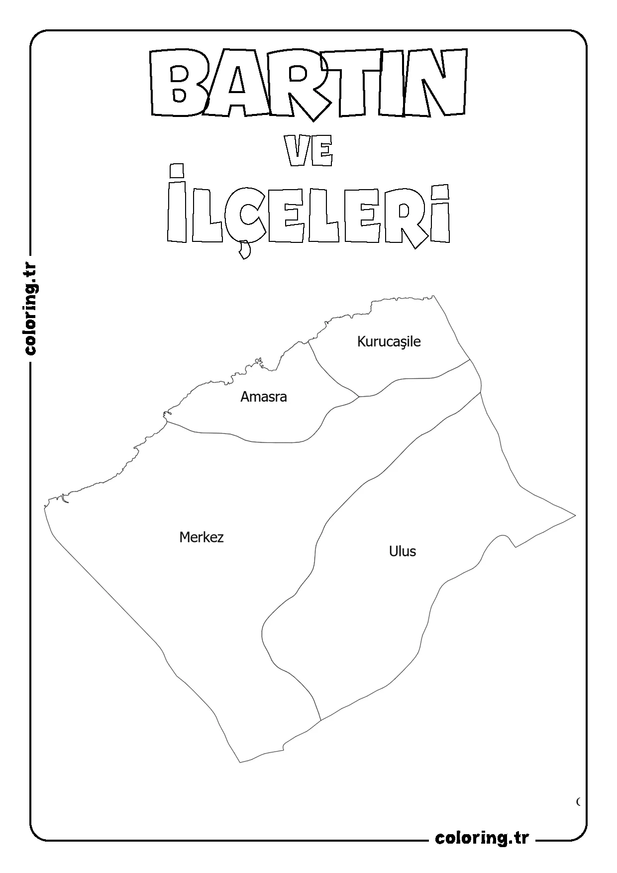 Bartın ve İlçeleri Harita Boyama Sayfası
