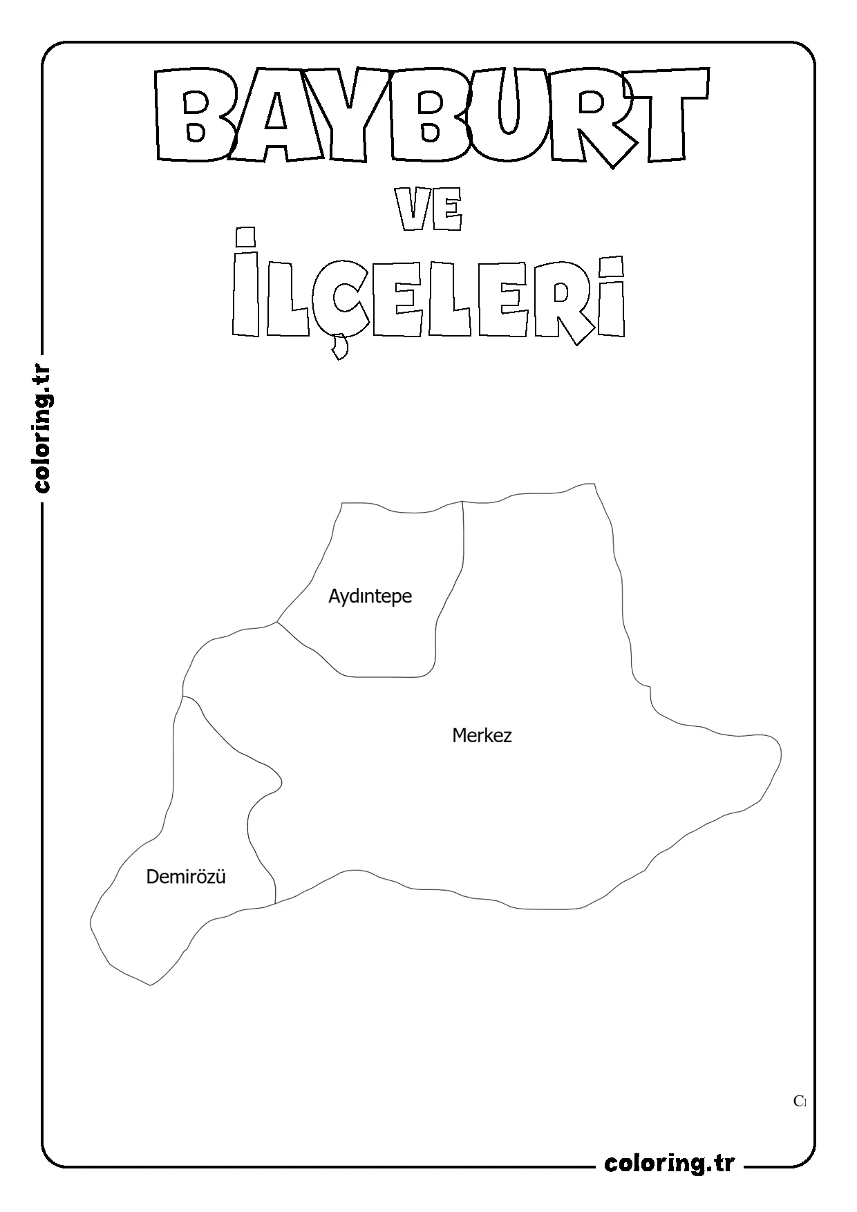 Bayburt ve İlçeleri Harita Boyama Sayfası