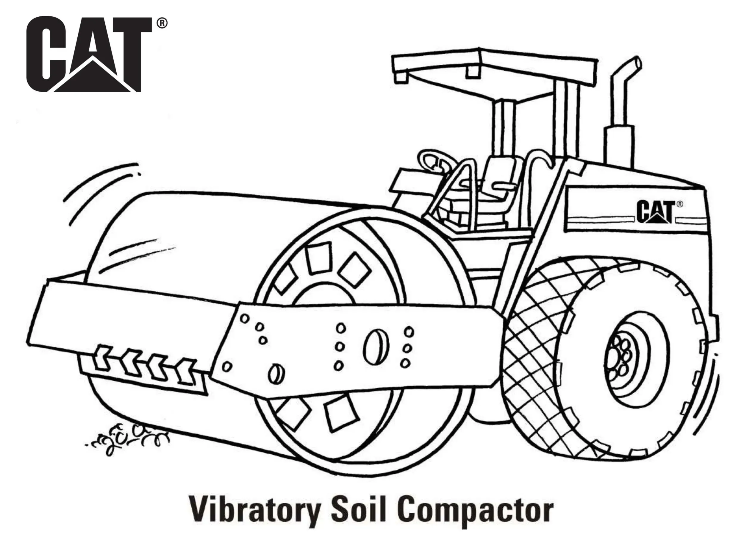 CAT Silindir İş Makinesi Boyama Sayfası
