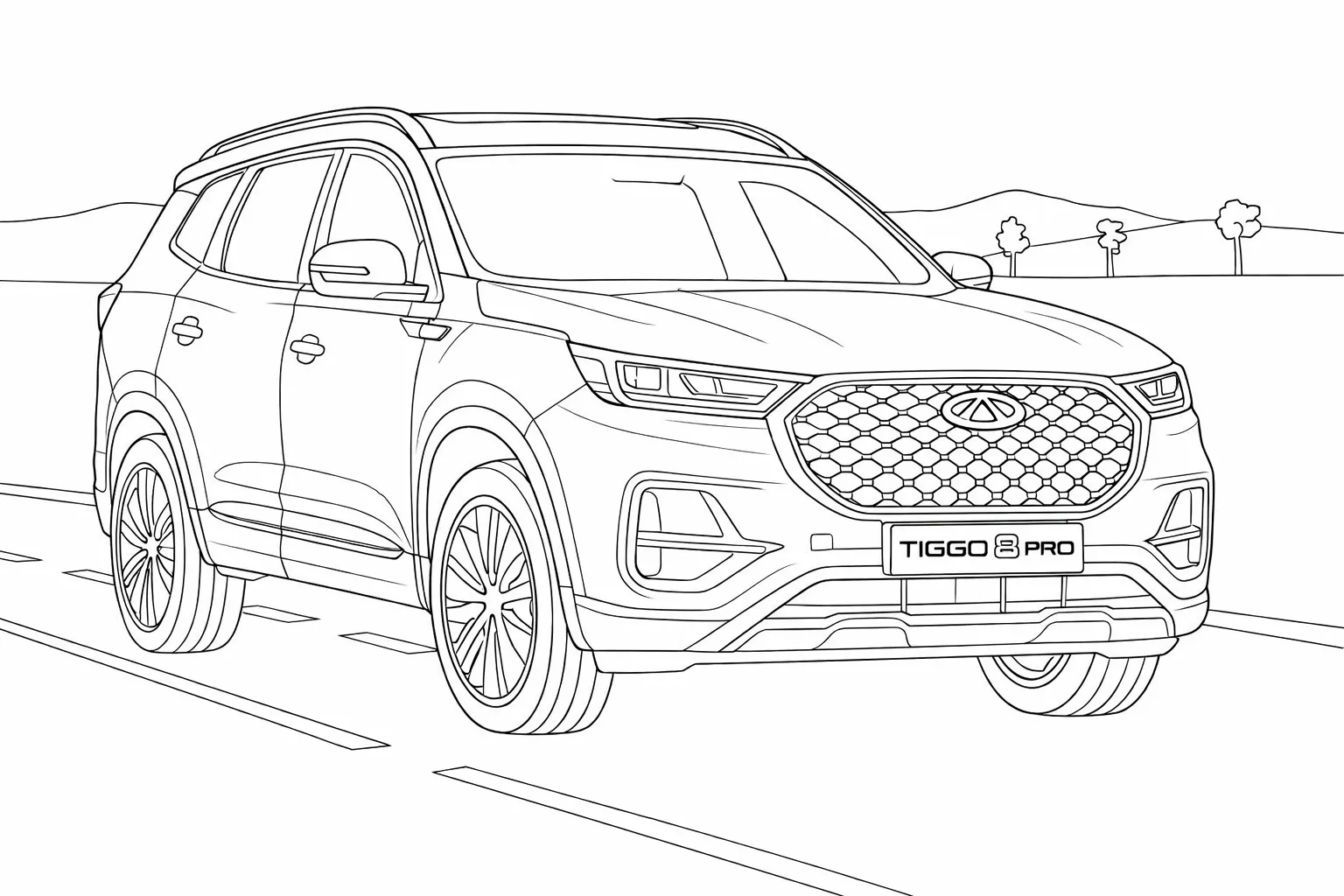 Chery Tiggo Pro 8 Max SUV Araba Boyama Sayfası