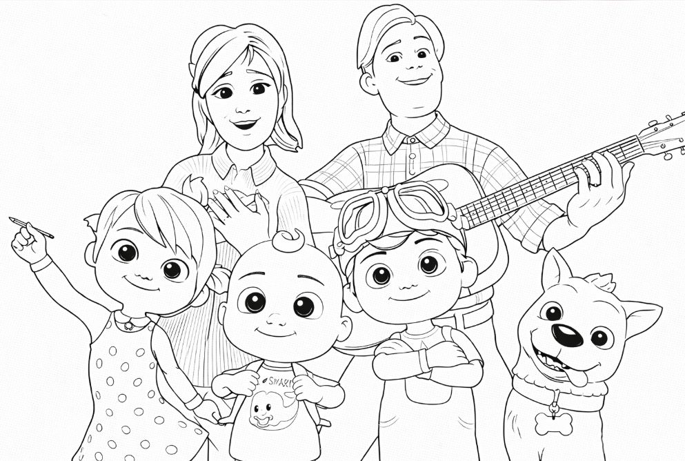CoComelon kahramanı JJ ve arkadaşları boyama sayfası - CoComelon hero JJ and friends coloring page - صفحة تلوين بطل كوكوميلون جي جي وأصدقاؤه