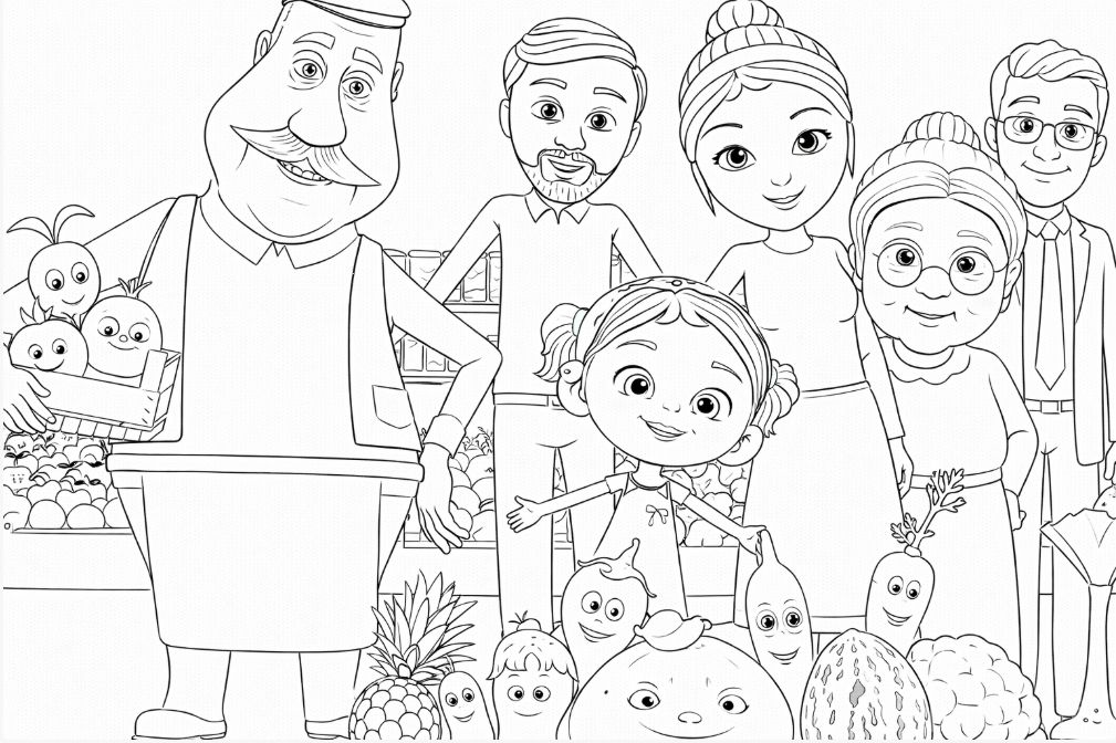 Elif'in Düşleri sağlıklı beslenme temalı boyama çizimi - Elif's Dreams healthy nutrition themed coloring drawing - رسم تلوين موضوع التغذية الصحية من أحلام إليف