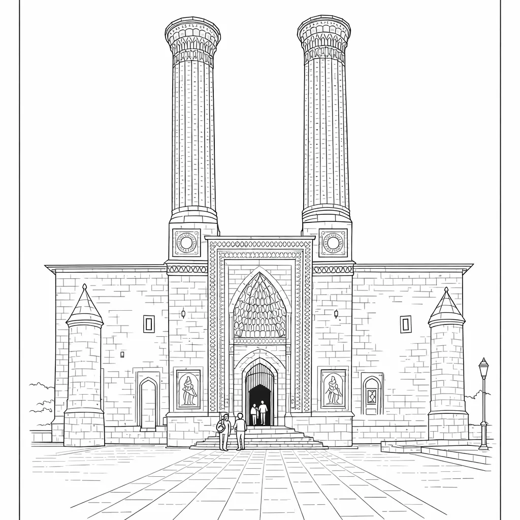 Erzurum Çİfte Minareli Medrese Boyama Sayfası