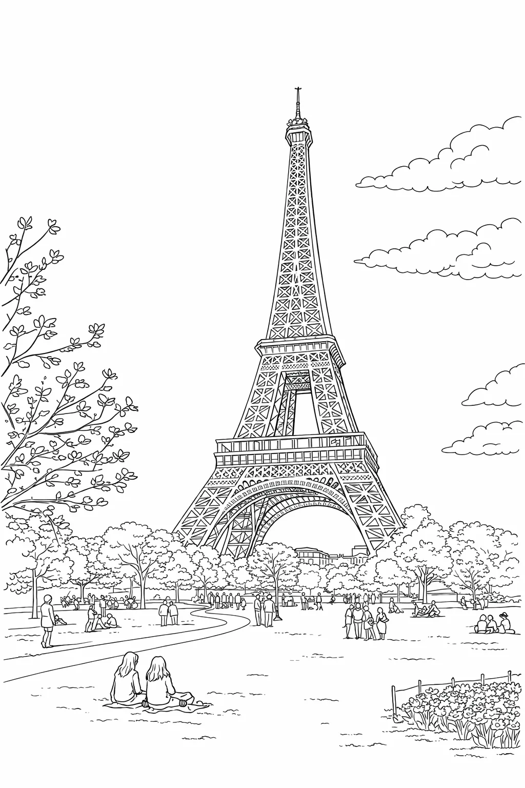 Eyfel Kulesi Paris Boyama Sayfası