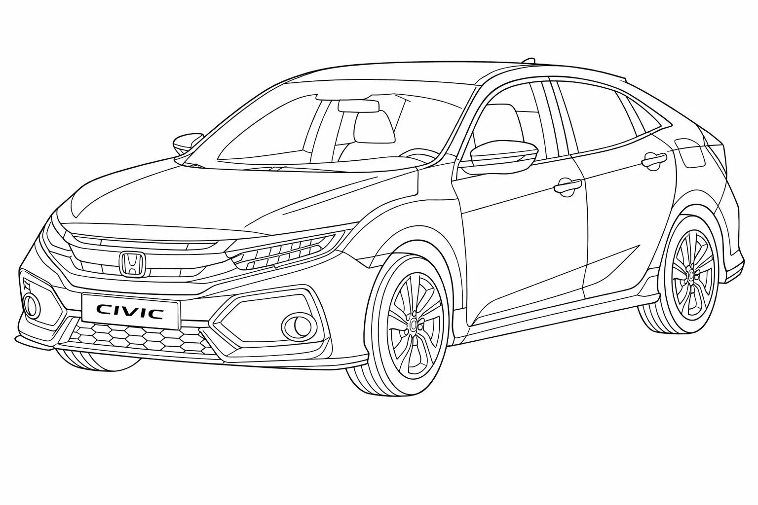 Honda Civic Sedan Araba Boyama Sayfası