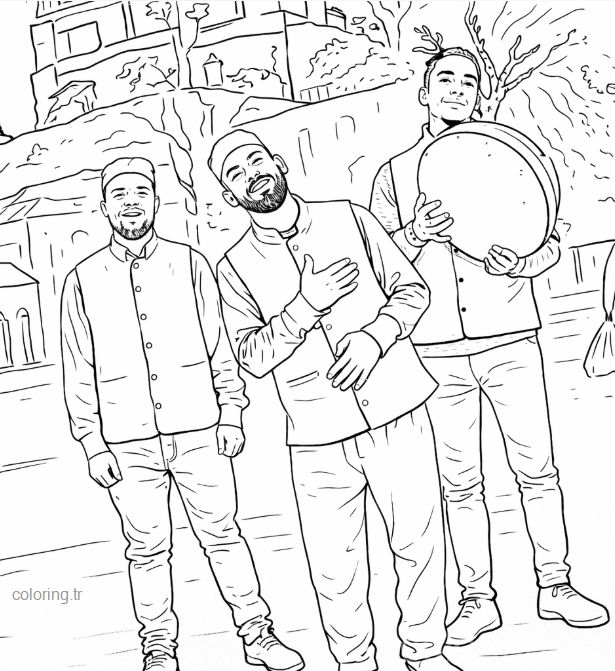 Kabe'de Hacılar İlahisi Boyama Sayfası İndir