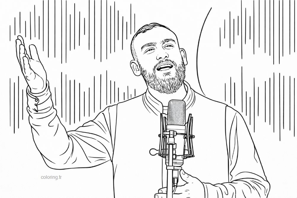 Kabe'de Hacılar Hu Der Allah Boyama Sayfası