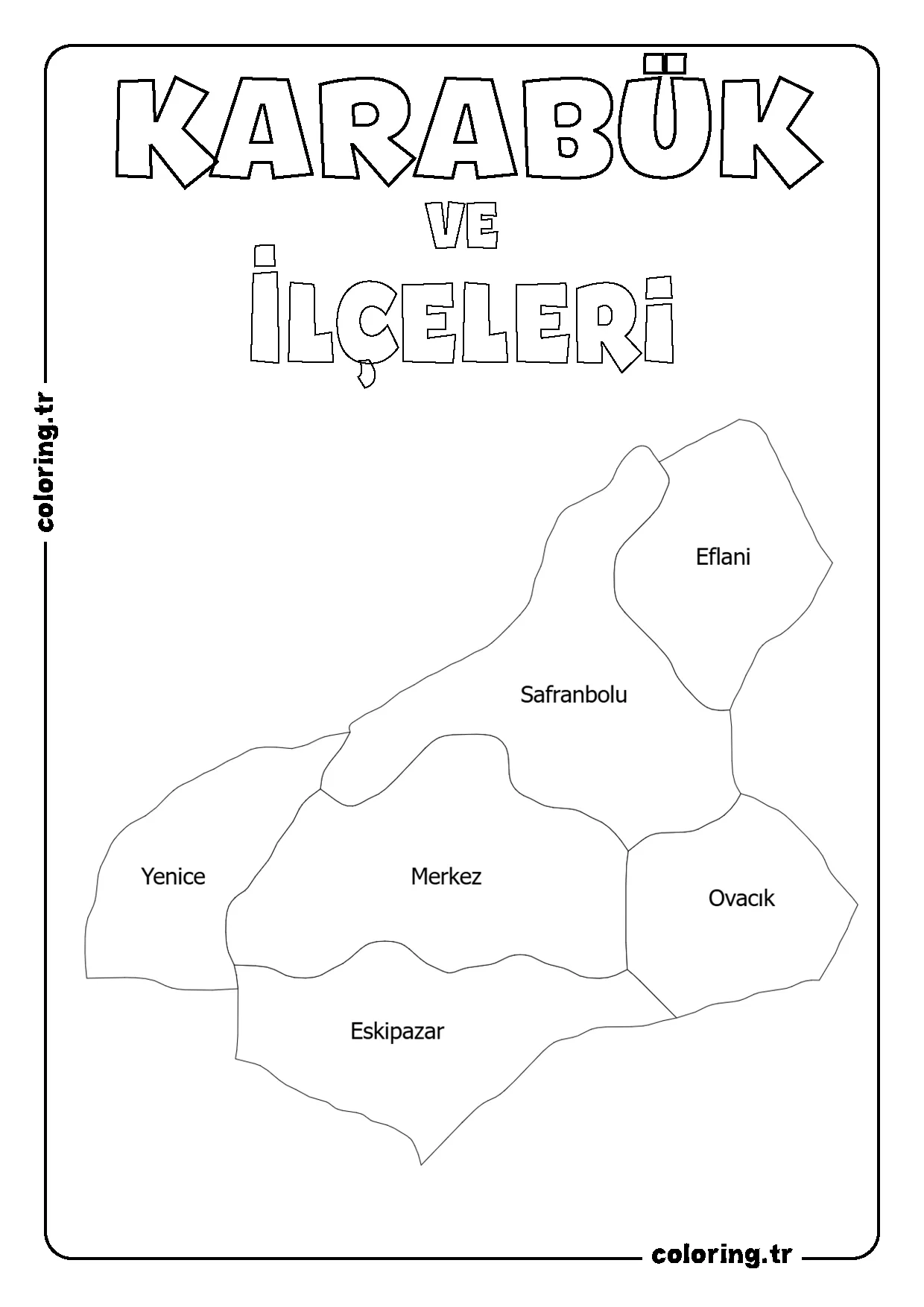 Karabük ve İlçeleri Harita Boyama Sayfası