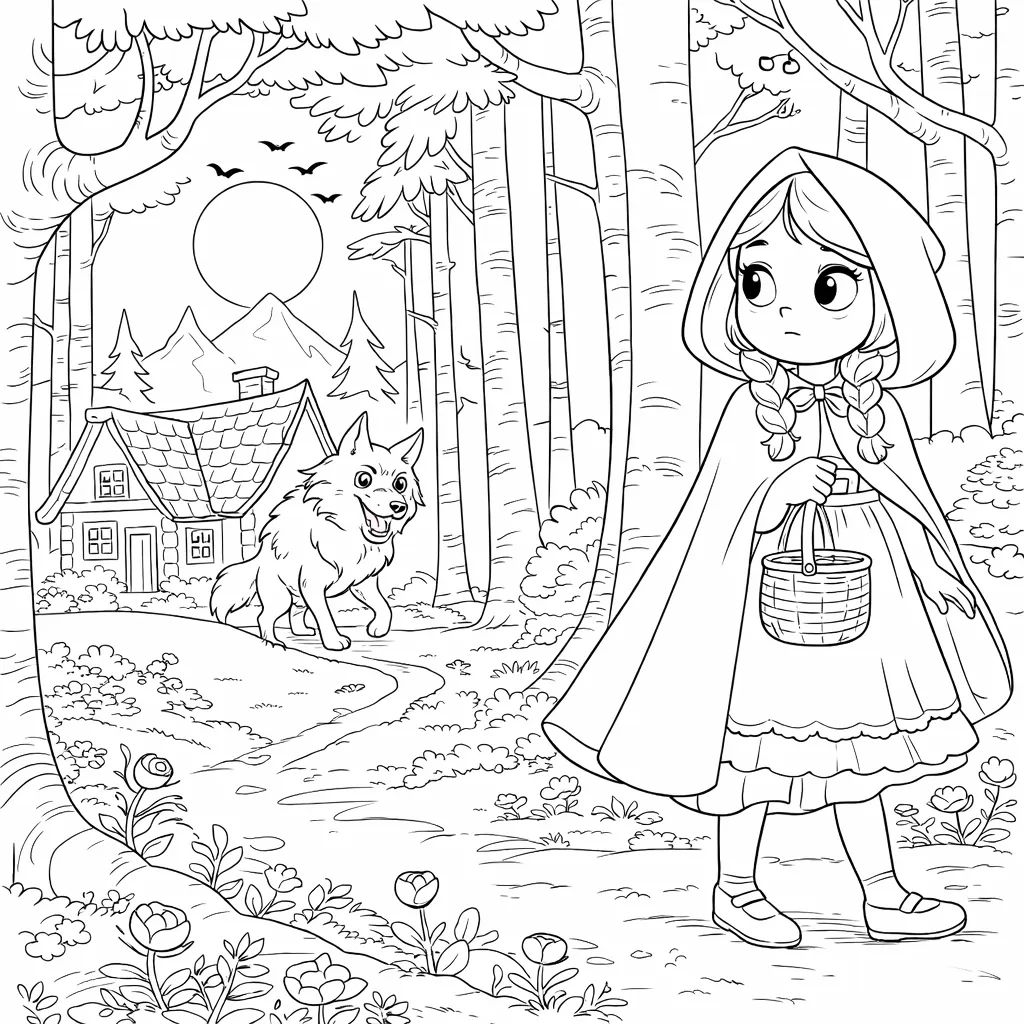 Kırmızı Başlıklı Kız Boyama Sayfası