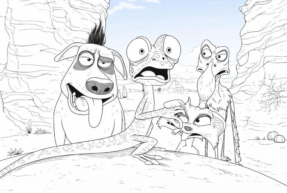 Kertenkele Oskar Çölde Boyama - Oscar the Lizard Desert Coloring - تلوين السحلية أوسكار في الصحراء