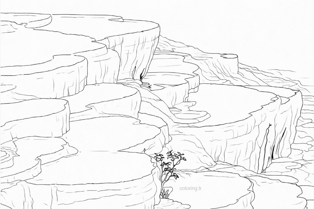 Denizli Pamukkale Travertenleri Boyama Sayfası