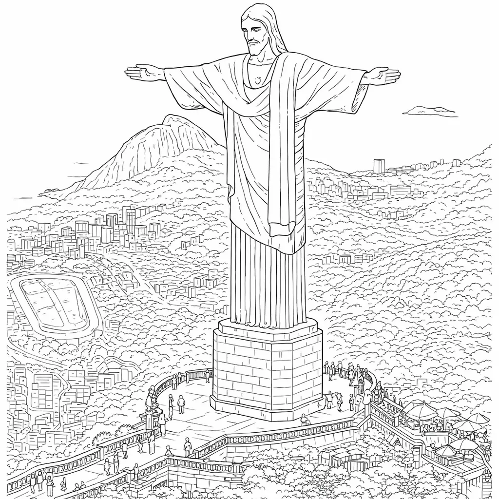 Rio de Jenerio Hz İsa Heykeli Boyama Sayfası