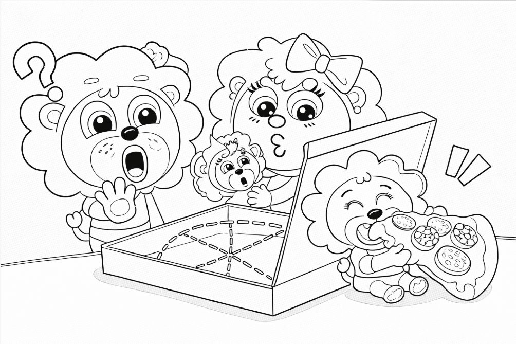 Yavru Aslan Leo oyun oynarken eğitici boyama çizimi - Baby Lion Leo playing educational coloring drawing - رسم تلوين تعليمي للشبل ليو وهو يلعب